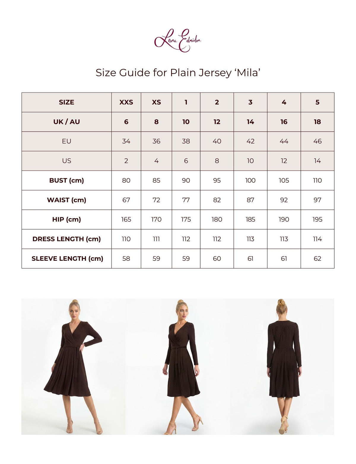 Mila Long Sleeve Pleated Faux Wrap Dress - Chocolate Brown