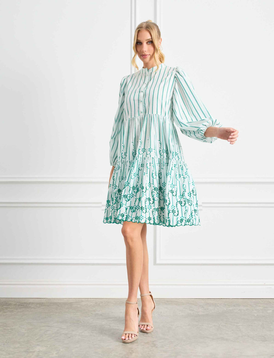 Capri 'Stairway to Heaven' Green Embroidered Shift Dress