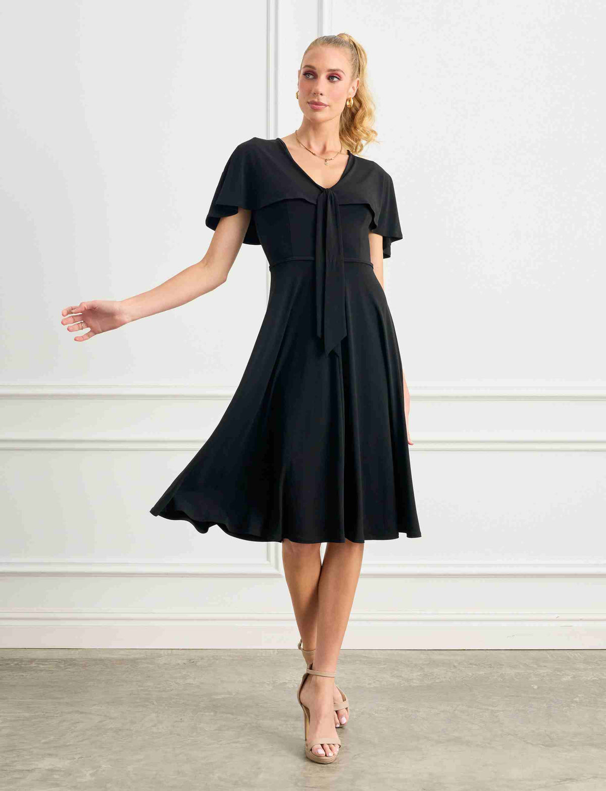 Enza 'LBD' Sailor Cape Black Cocktail Dress - FINAL SALE