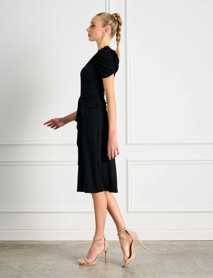 Lara Premium Black Jersey Knee Length Dress