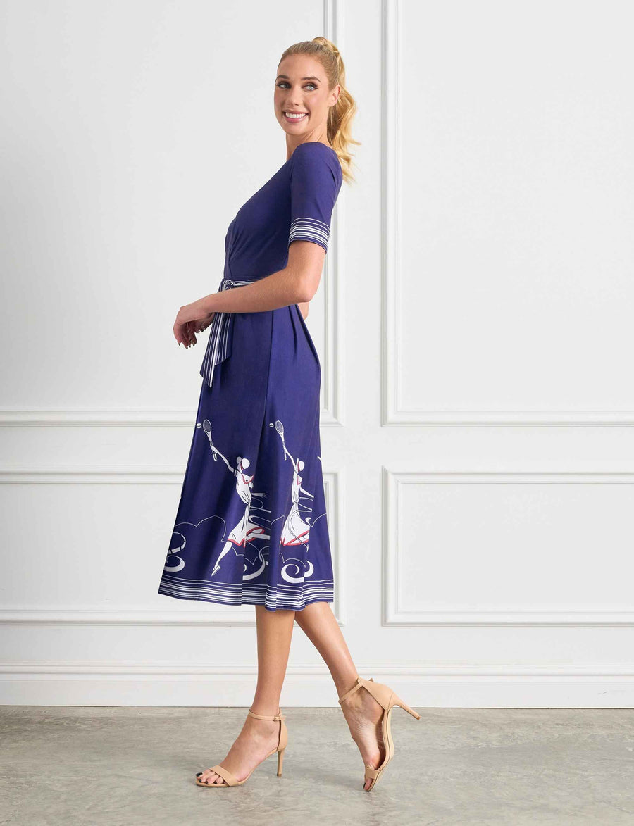 Steffi 'Match Point' Faux Wrap Midi Dress