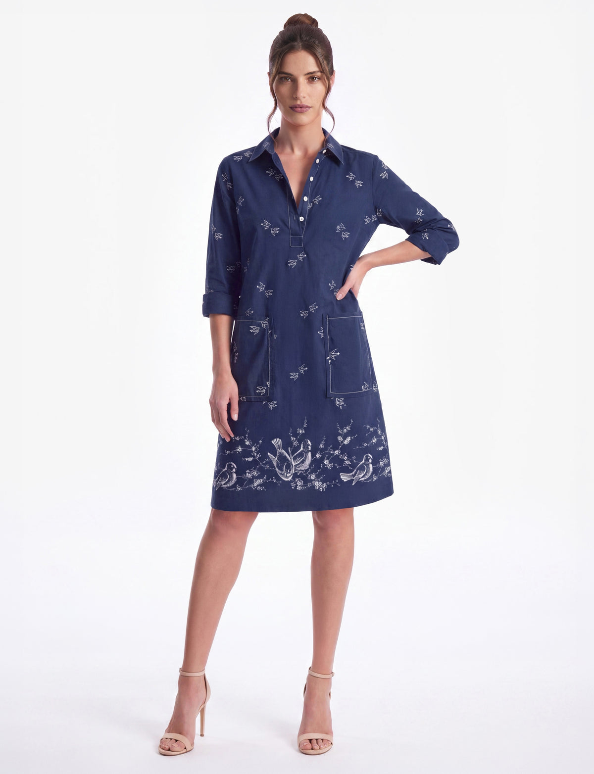 Ashleigh 'Bird Song' Long Sleeve Tunic Dress