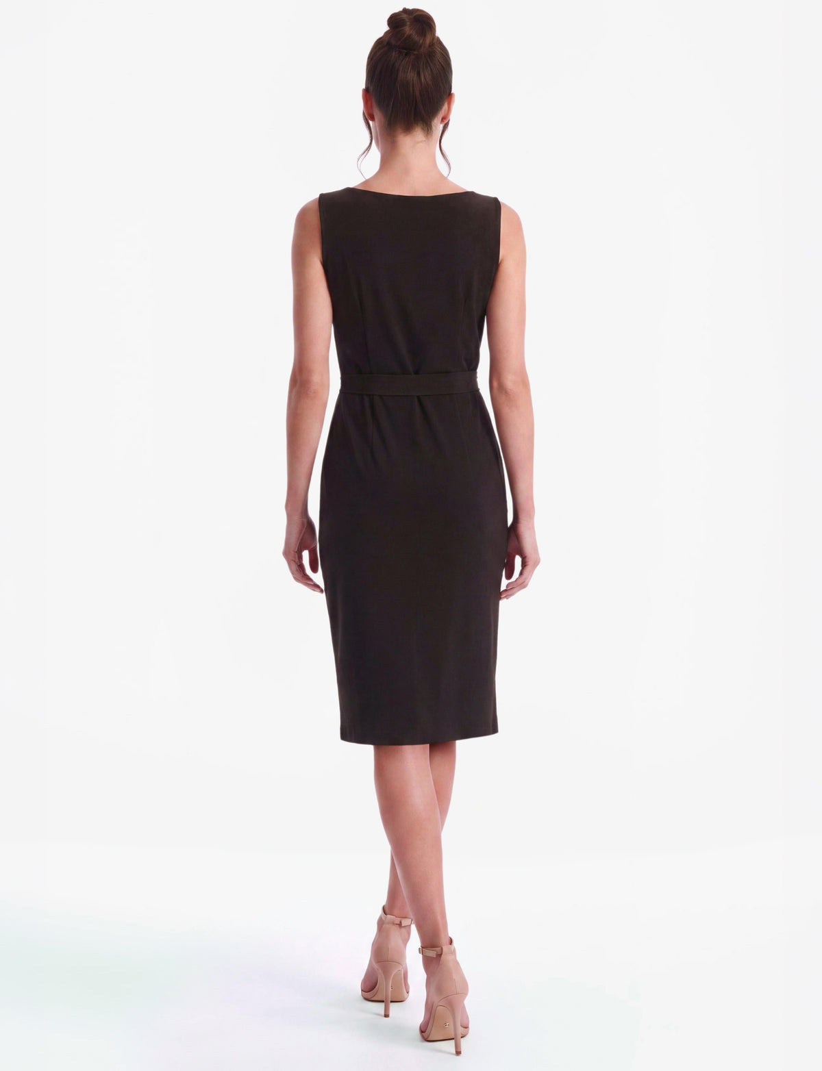 Alix Sleeveless Cowl Neck Belted Dress - Black