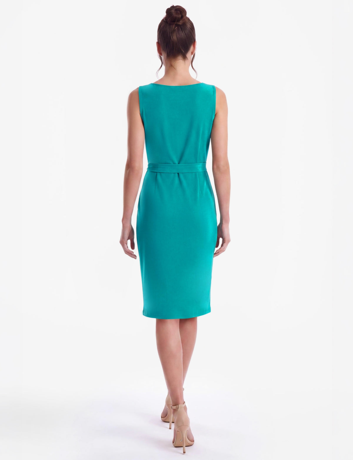 Alix Sleeveless Cowl Neck Belted Dress - Pagoda Blue