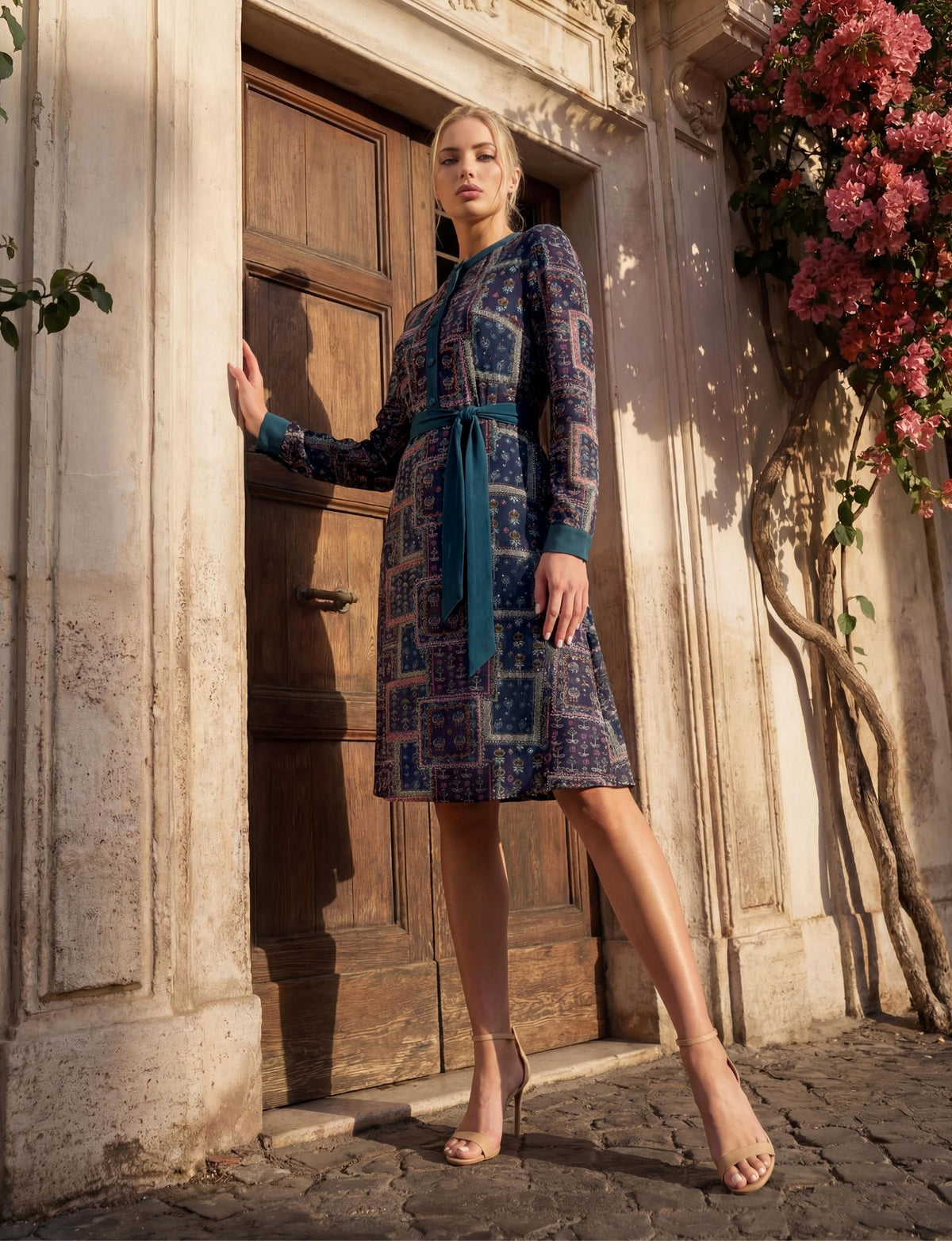 Sage 'Boho Babe' Fit and Flare Shirt Dress