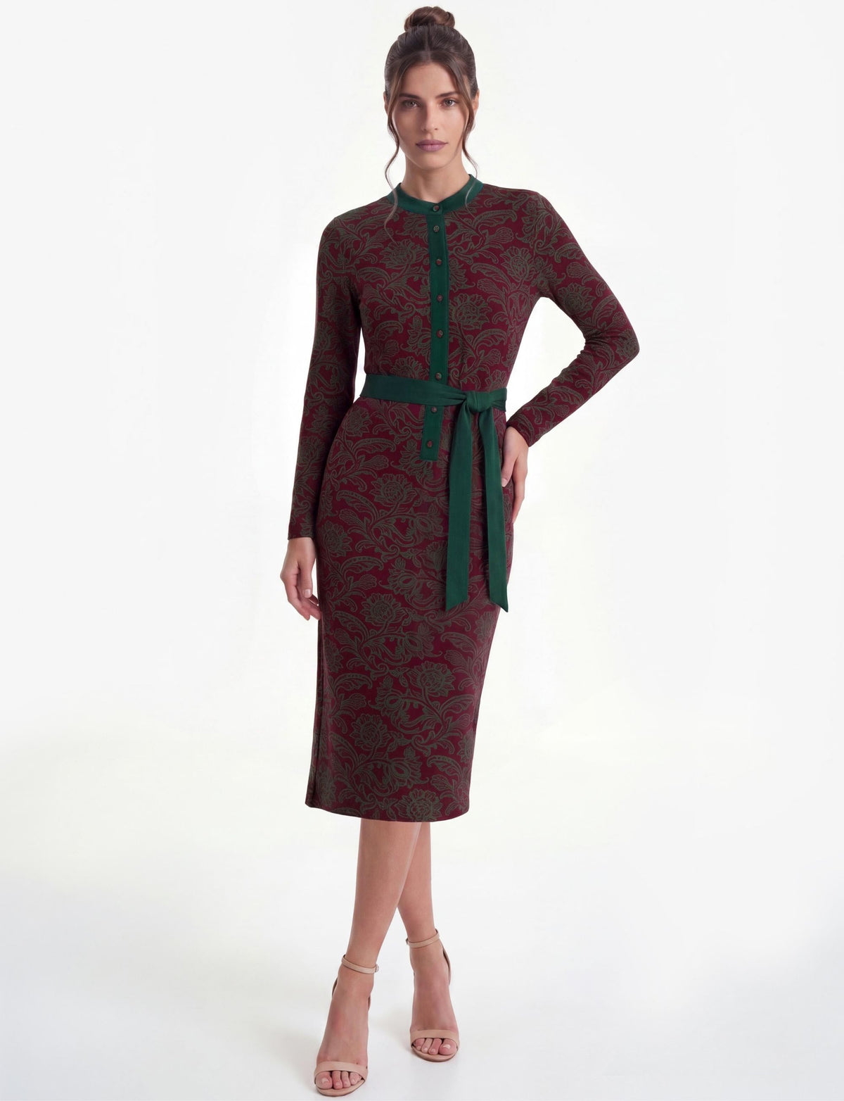 Anais 'Boysenberry' Floral Jersey Button Up Midi Dress