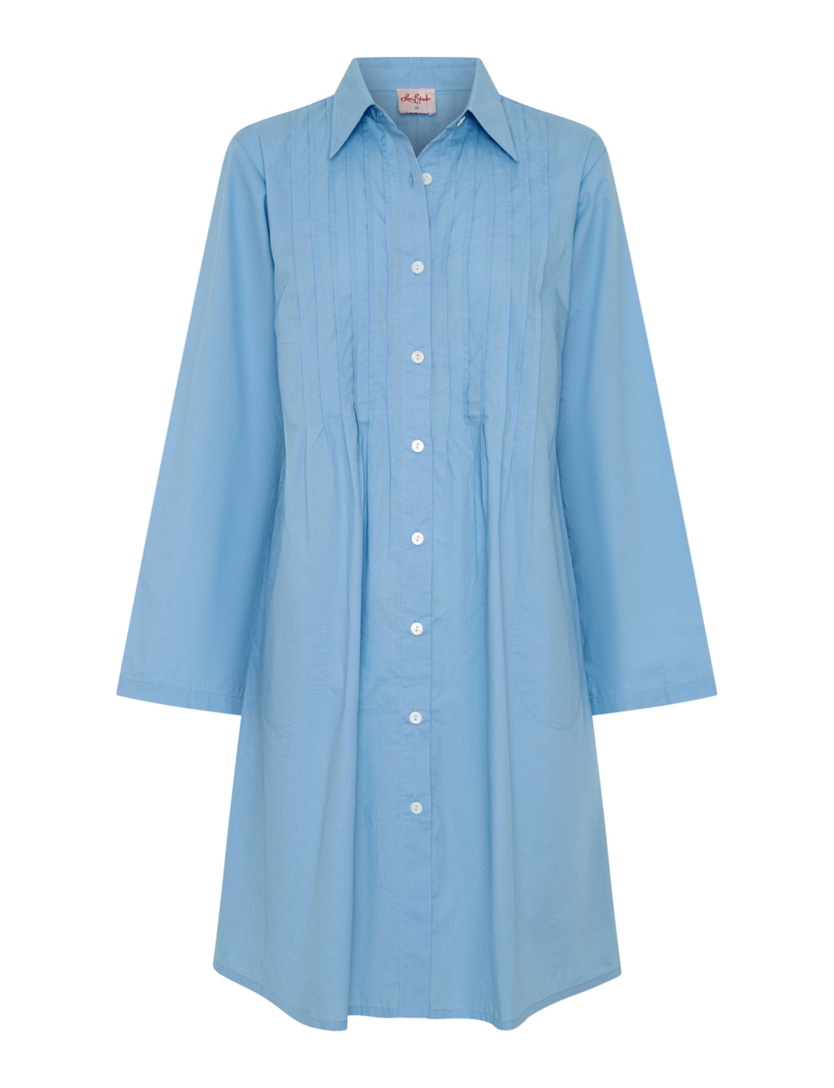 Celeste Pintuck Pleat Button-Front Mini Dress - Chambray