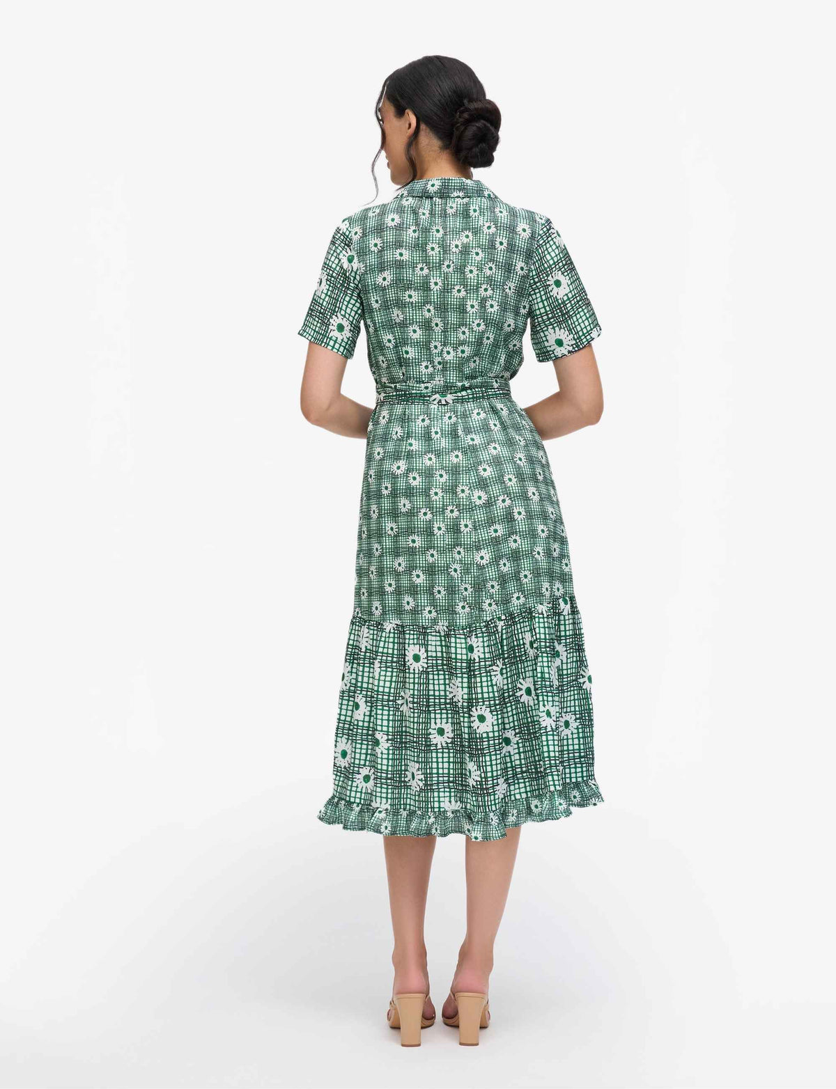 Sadie 'Daisy Plaid' Short Sleeved Midi Shirtdress