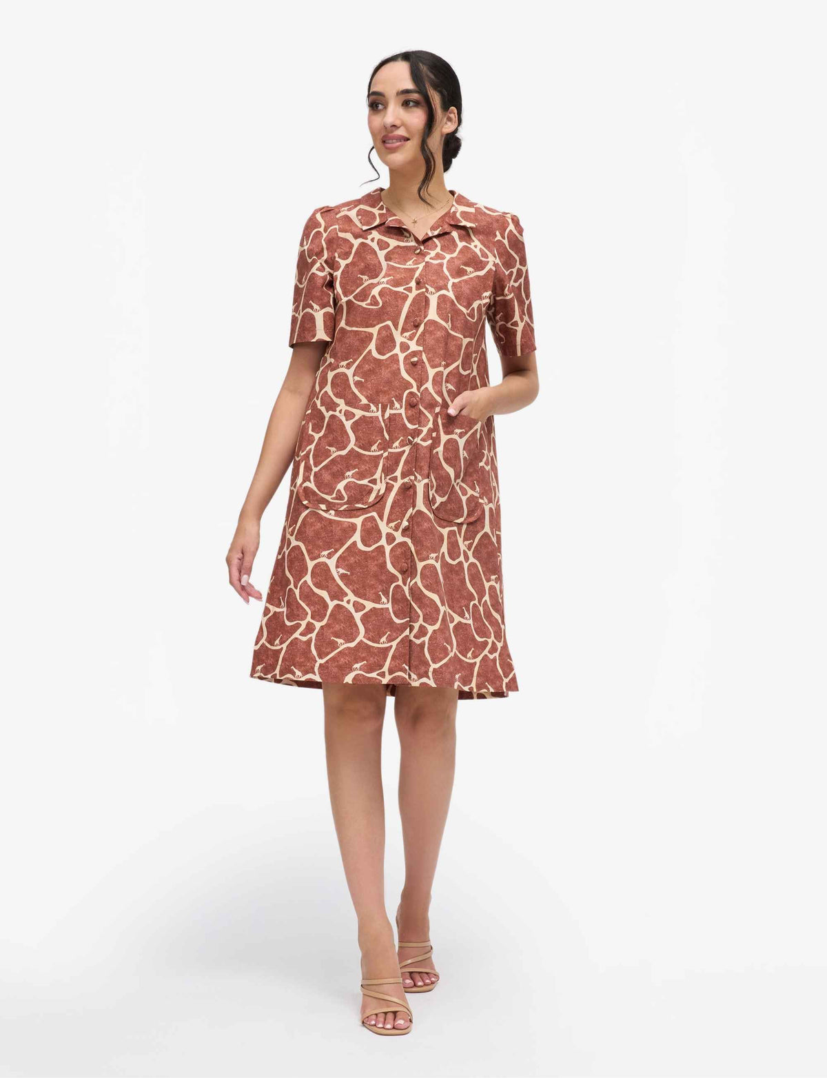 Tambi 'Giraffe Walk' Collared Shirtdress FINAL SALE