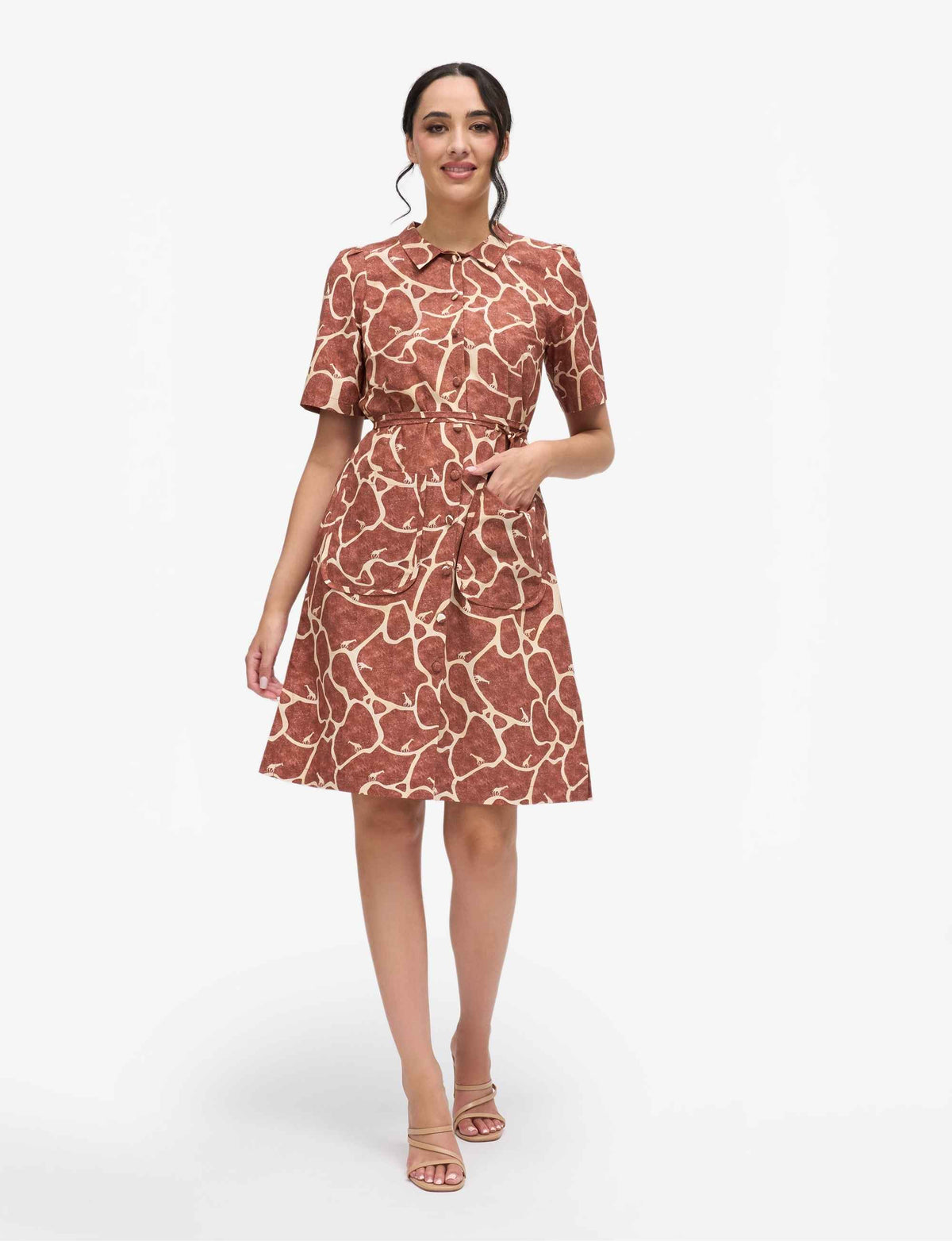 Tambi 'Giraffe Walk' Collared Shirtdress FINAL SALE