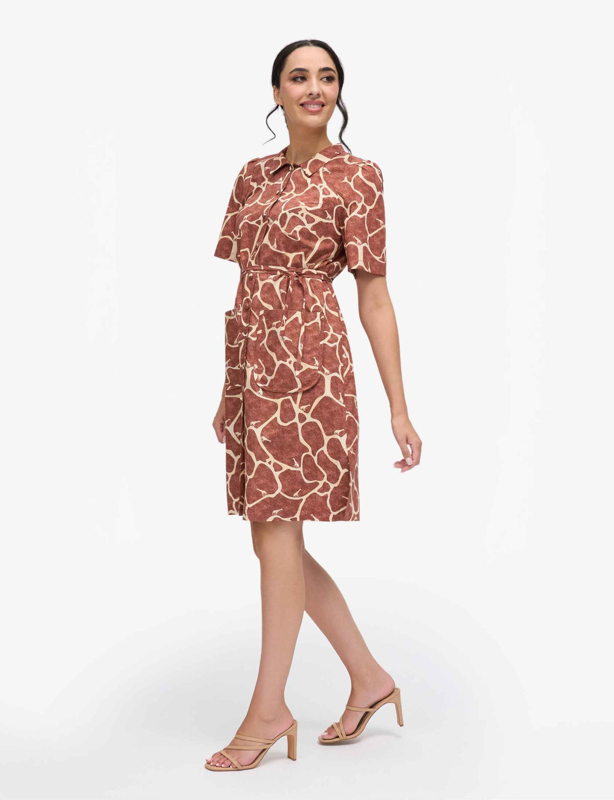 Tambi 'Giraffe Walk' Collared Shirtdress FINAL SALE