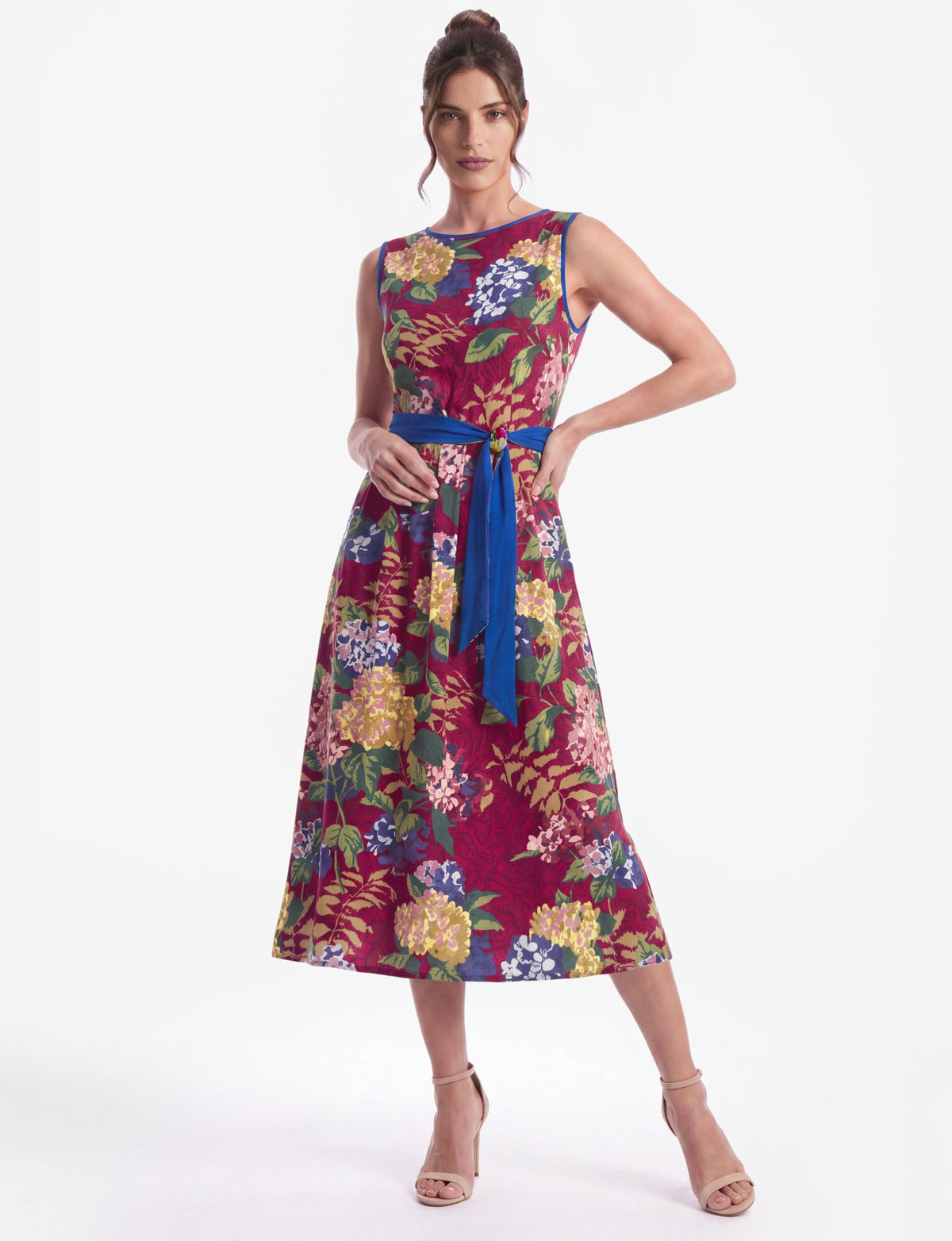 Anthea 'Hydrangea Brocade' Sleeveless Midi Dress