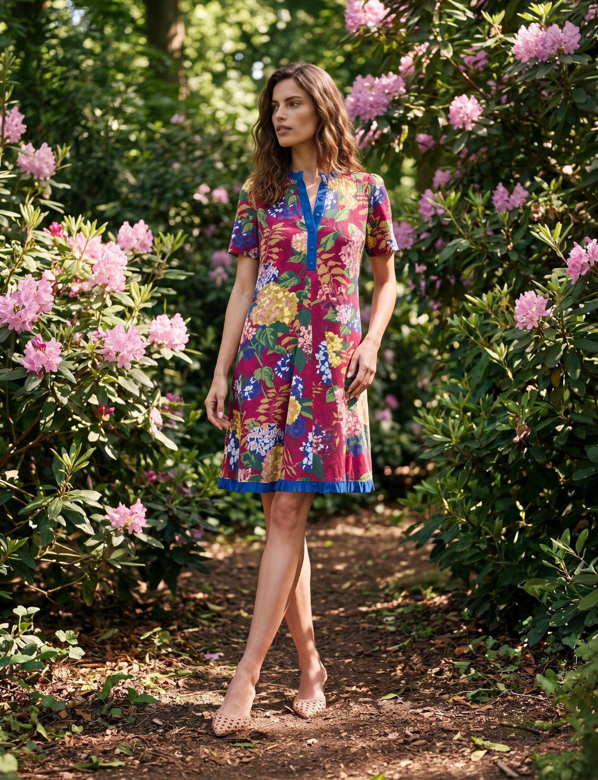 Bluma 'Hydrangea Brocade' Short Sleeve Shift Dress