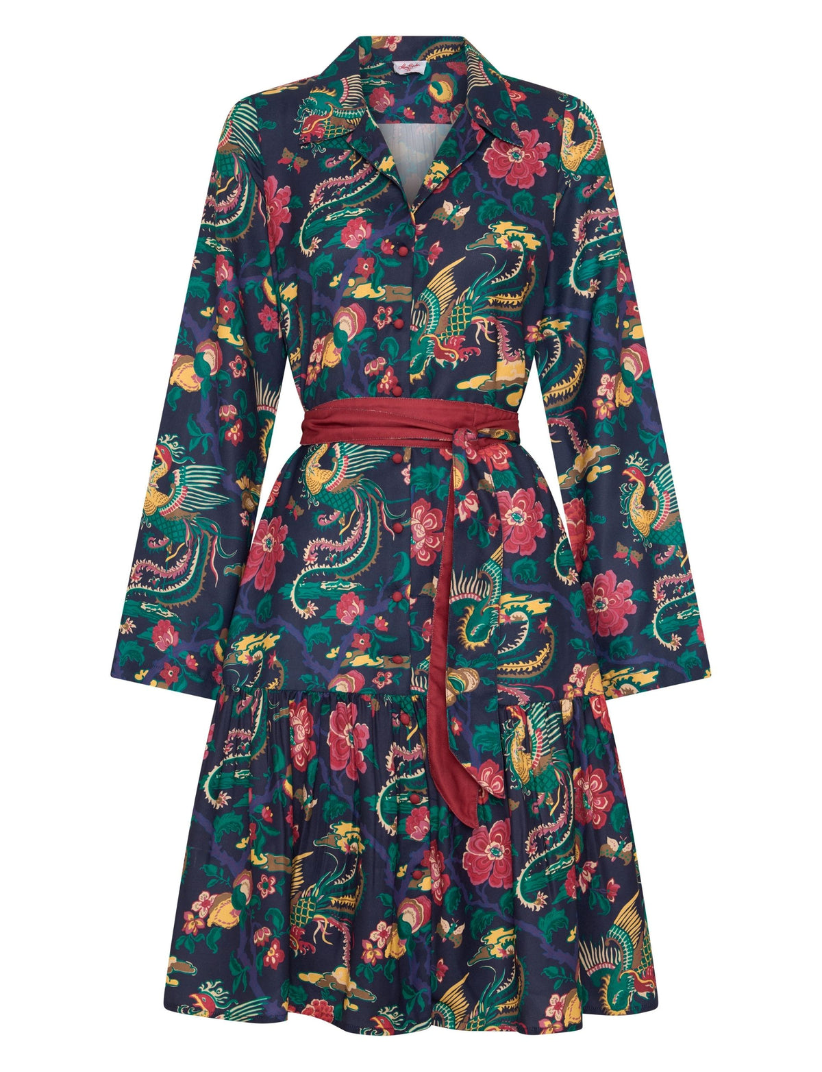 Sylvia 'Phoenix Legend' Knee Length Shirtdress