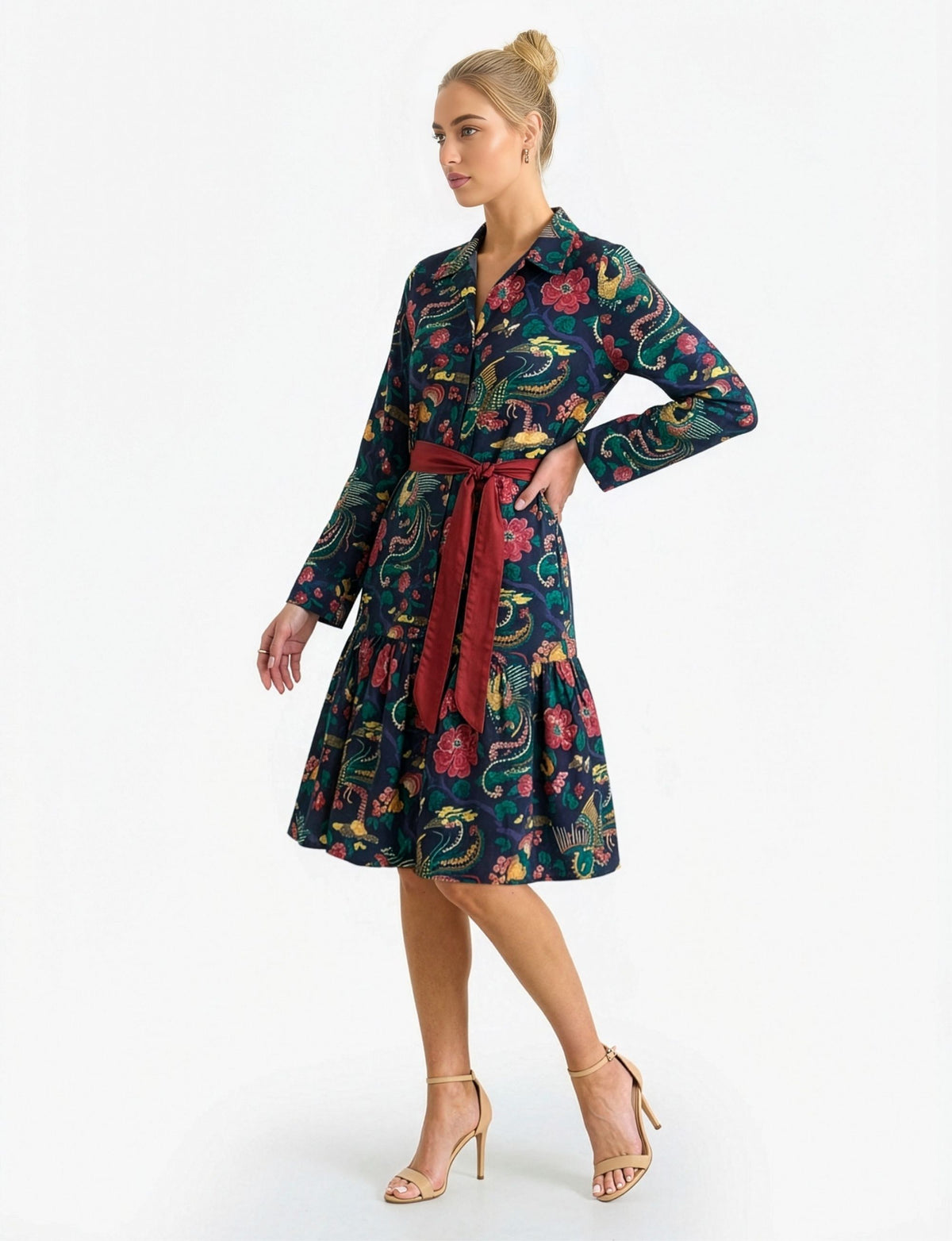 Sylvia 'Phoenix Legend' Knee Length Shirtdress