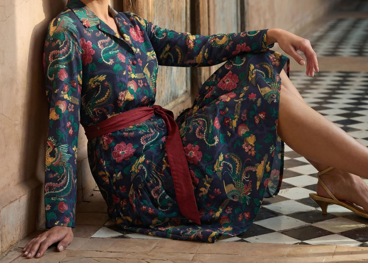 Sylvia 'Phoenix Legend' Knee Length Shirtdress