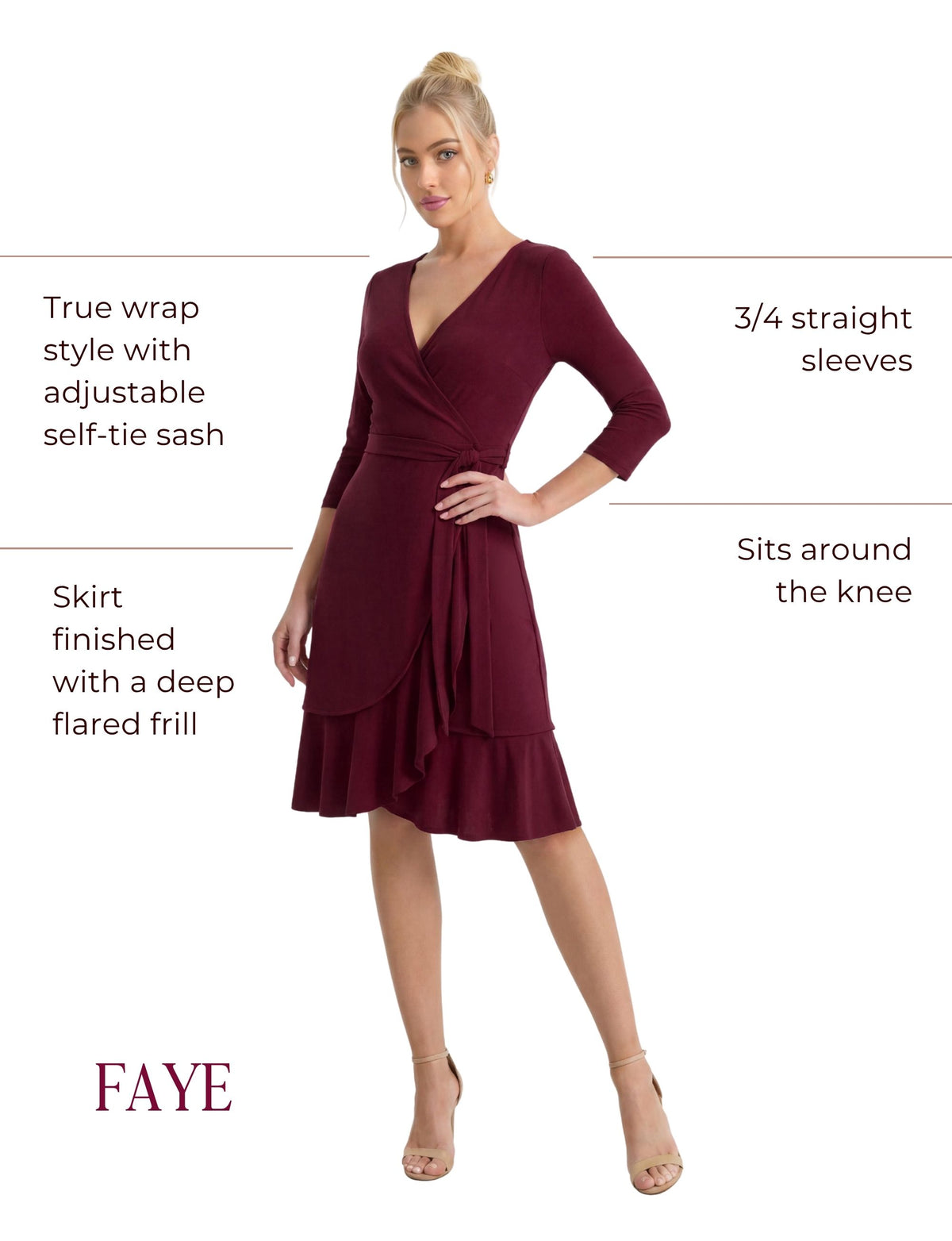 Faye True Wrap Dress - Raspberry