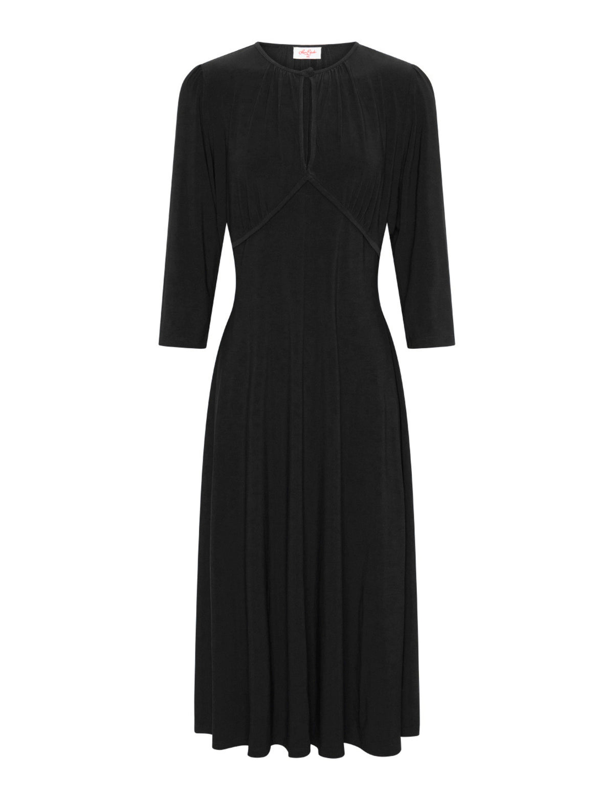 Kit Keyhole A-Line Jersey Midi Dress - Black