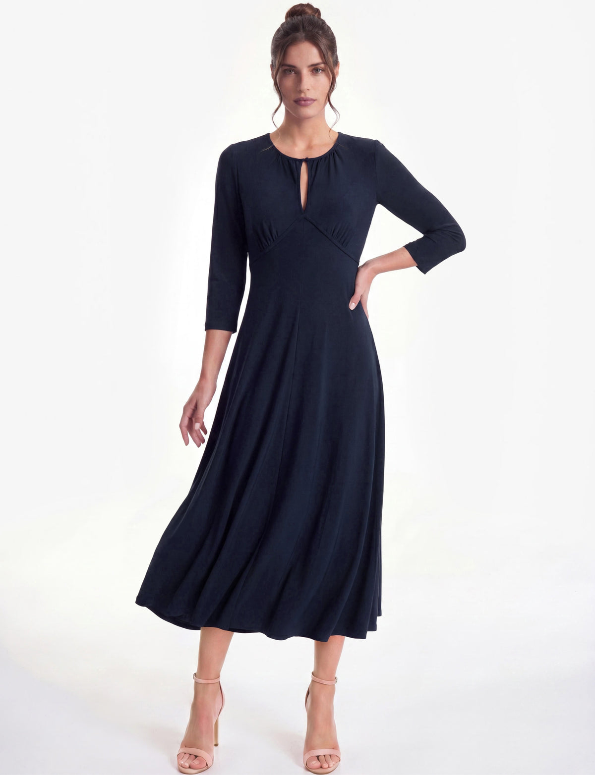 Kit Keyhole A-Line Jersey Midi Dress - Navy
