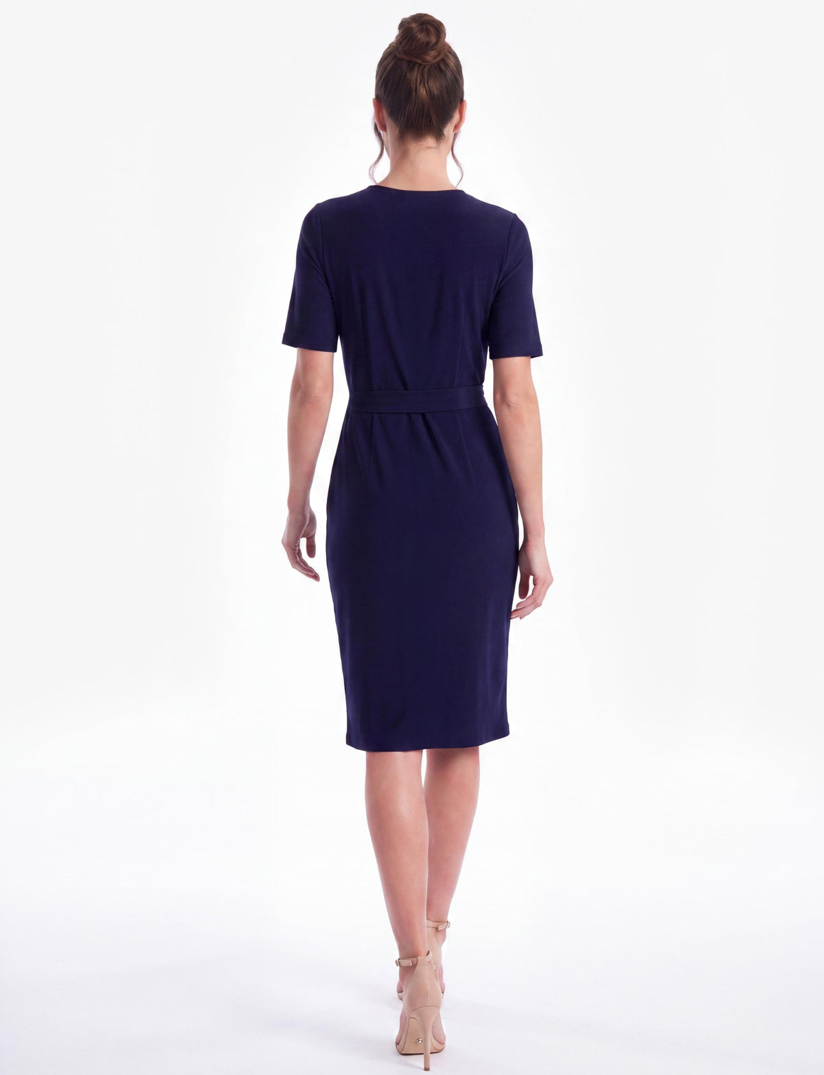 Parker Keyhole Short Sleeve Jersey Midi Dress - Navy