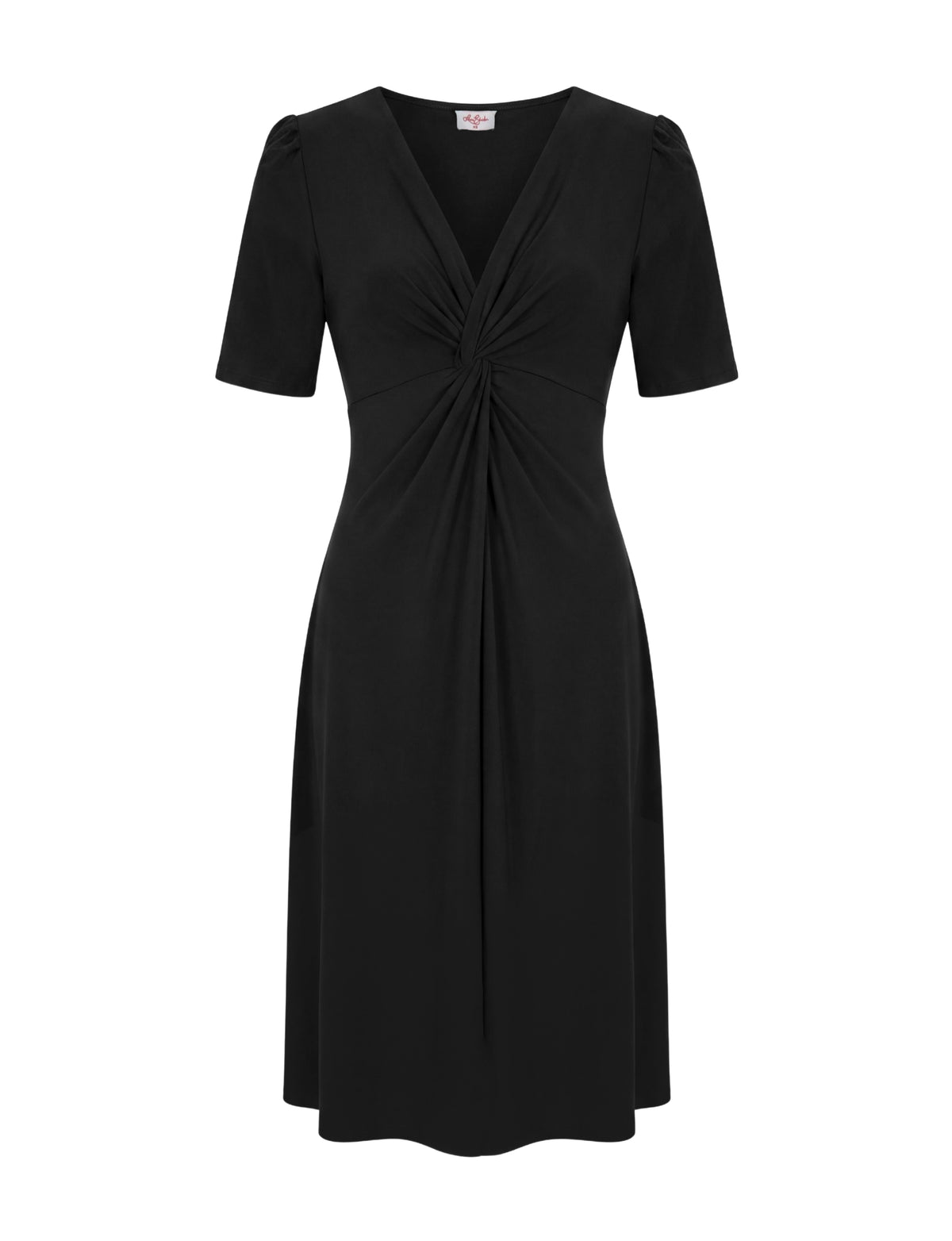 Sophie V-Neck Twist Front Dress - Black