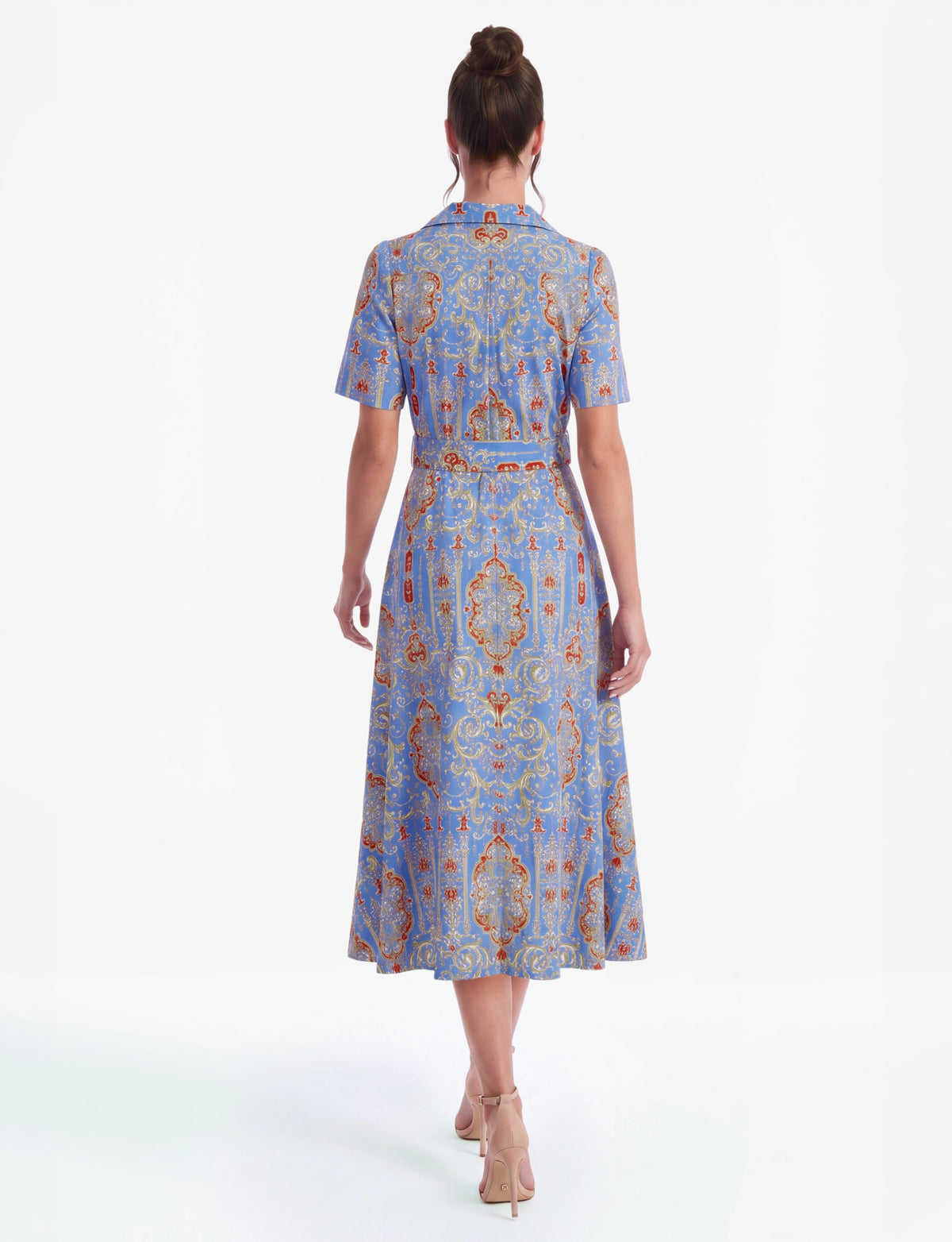 Elena 'Venetian Affair' Belted Midi Shirt Dress