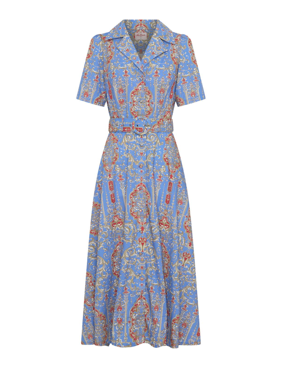 Elena 'Venetian Affair' Belted Midi Shirt Dress