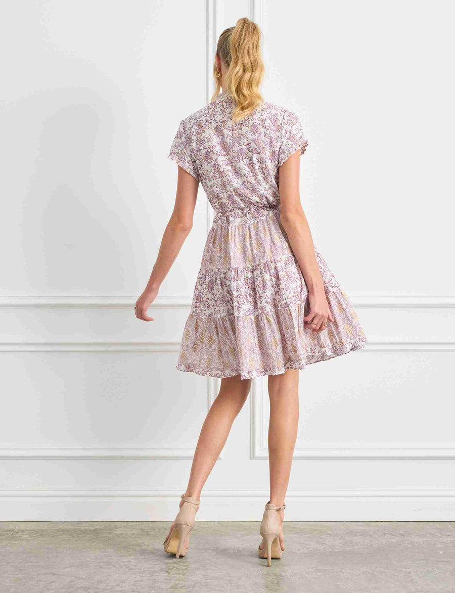 Simone 'Jacaranda' Tiered Shift Shirtdress