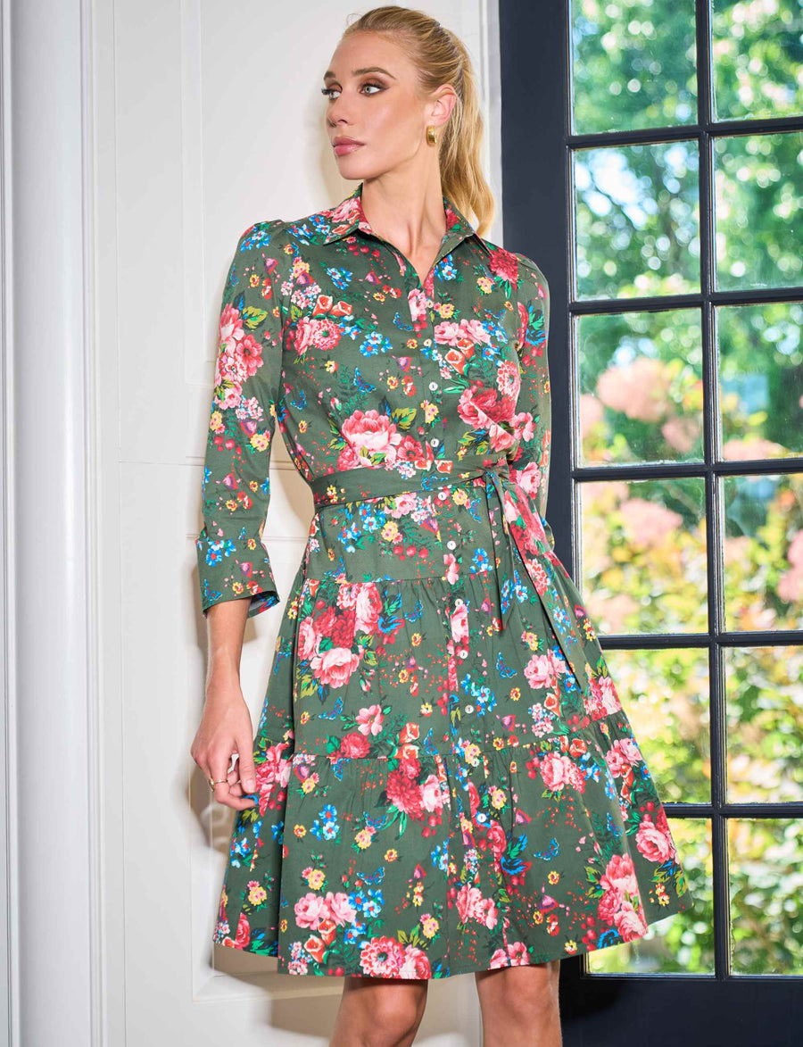 Jasmine 'Cottage Garden' Shirtmaker Knee Length Dress
