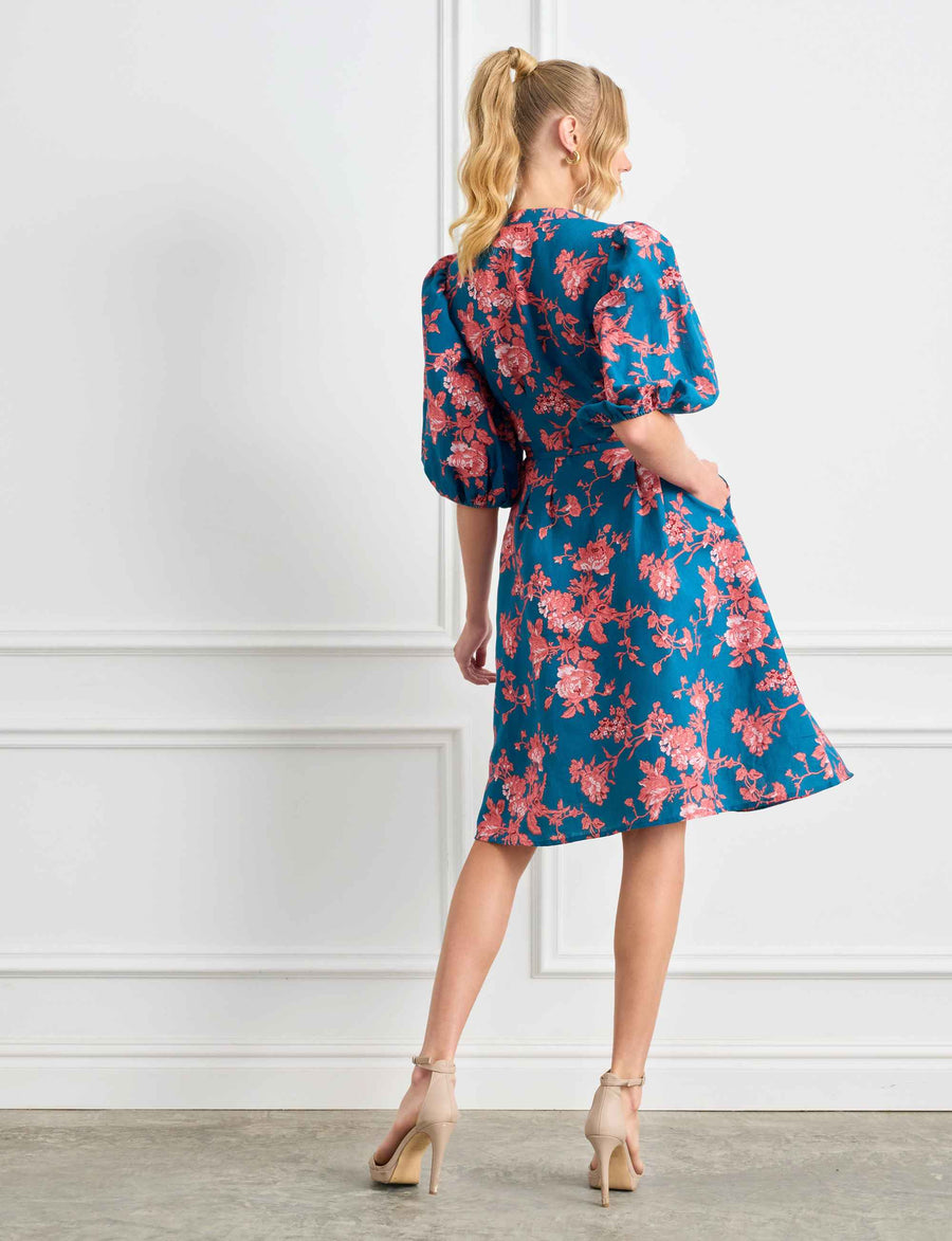Daniella 'Country Charm' Fit and Flare Linen Shirtdress