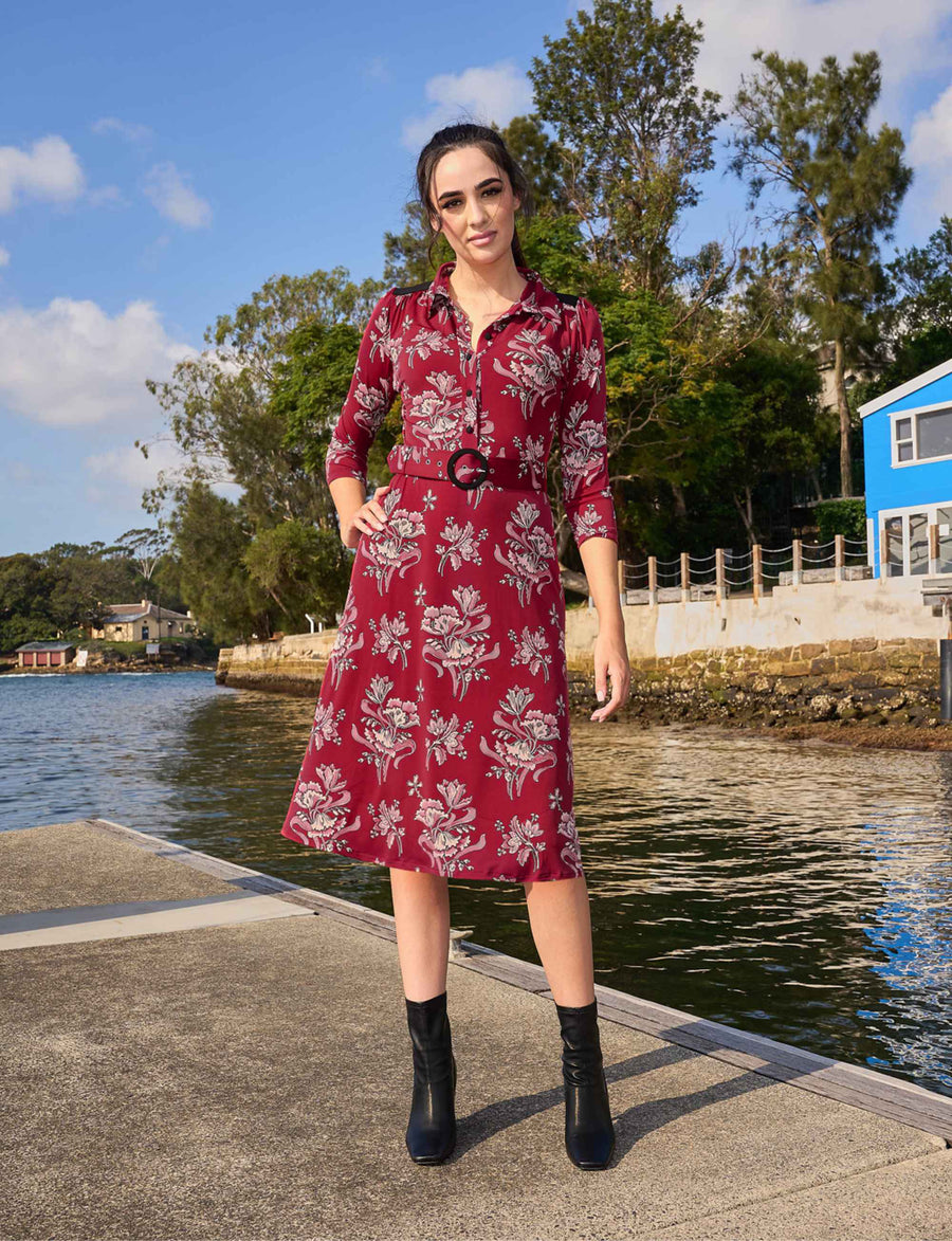 Marcella 'Lovely Lilies' Shirtmaker Dress with Belt NEW ARRIVAL