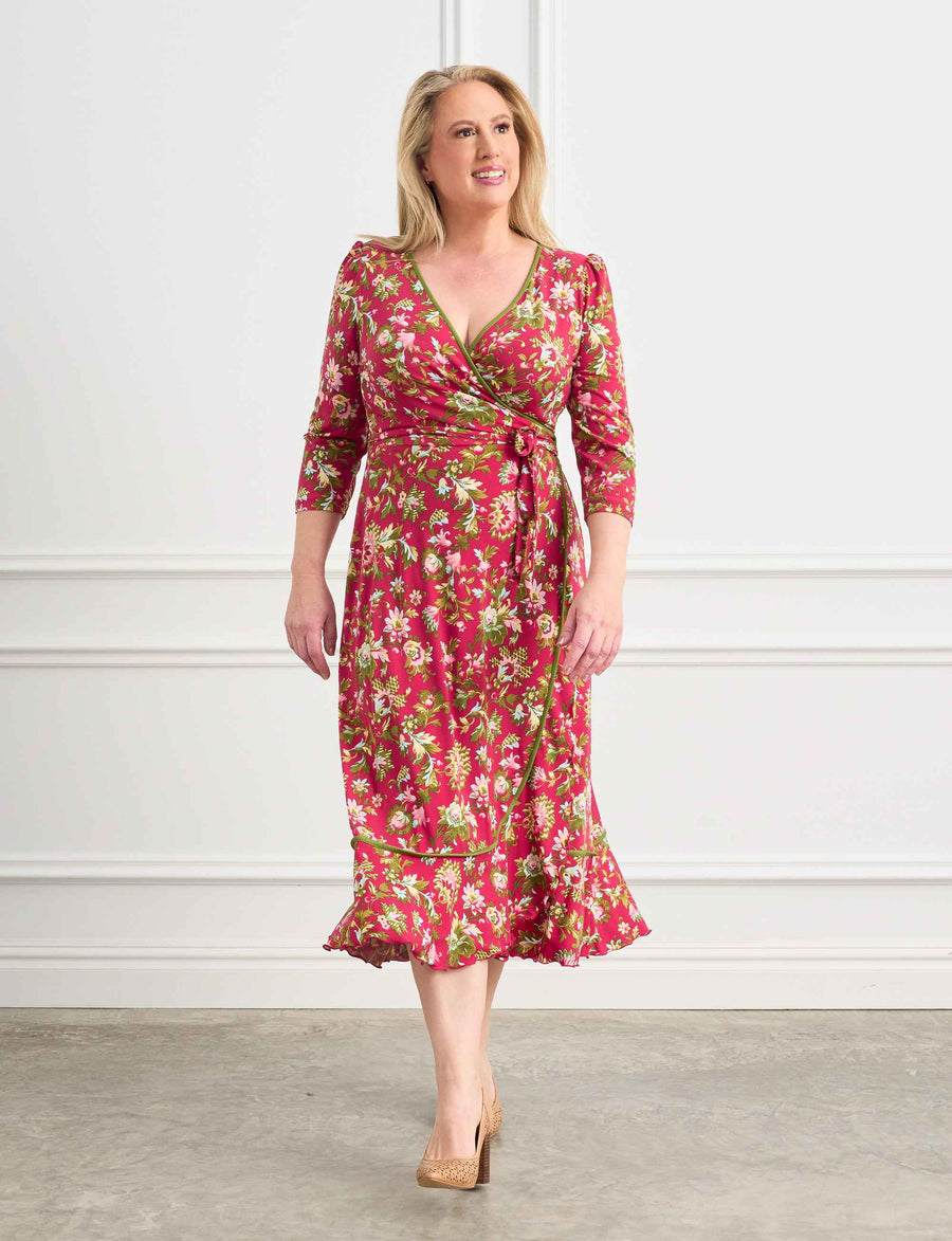 Giselle 'Red Rococo' True Wrap Midi Dress
