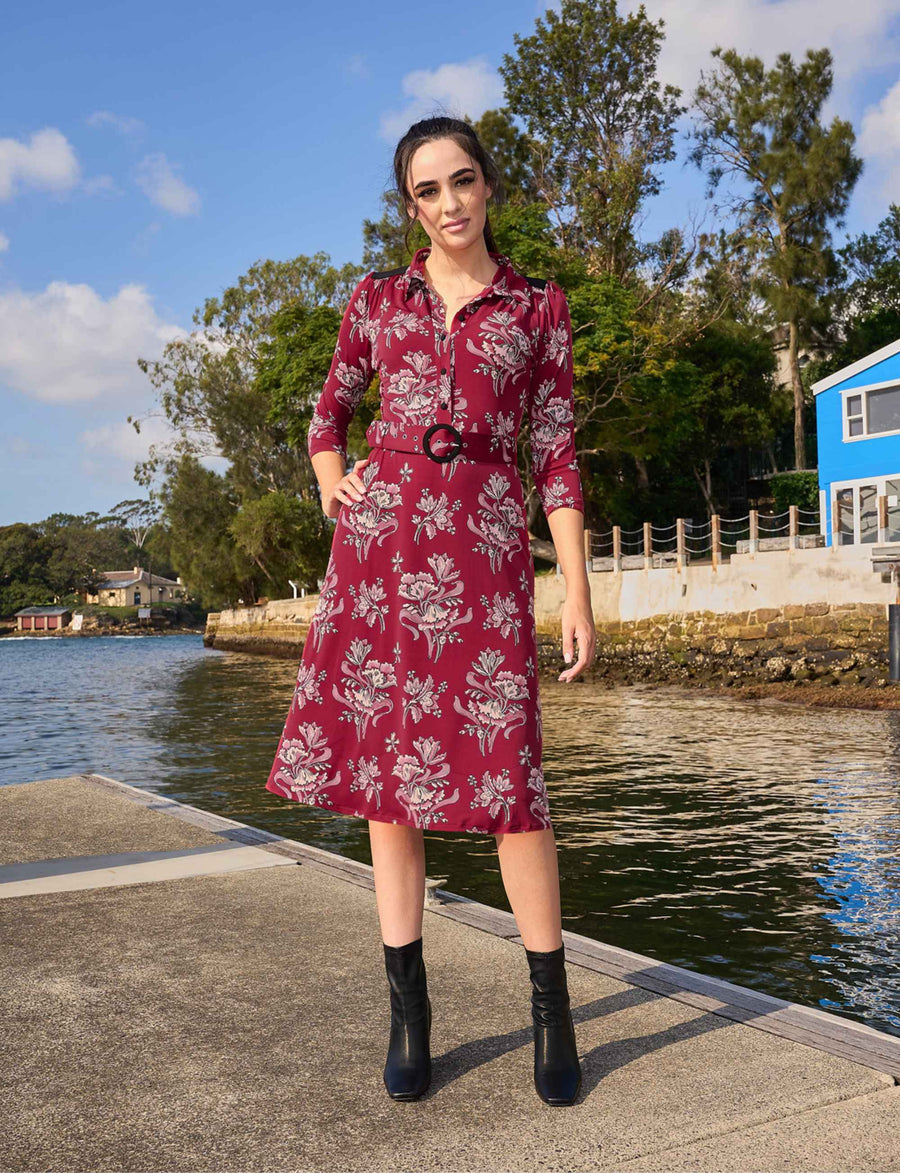 Marcella 'Lovely Lilies' Shirtmaker Dress with Belt NEW ARRIVAL