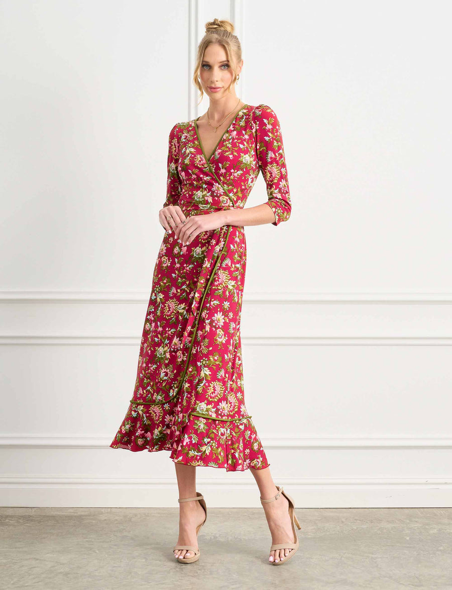 Giselle 'Red Rococo' True Wrap Midi Dress
