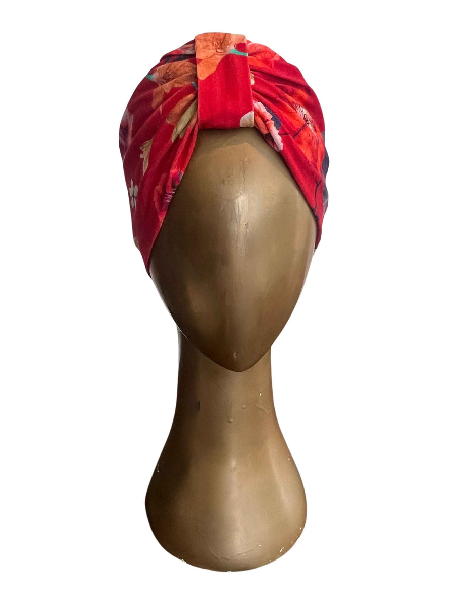 Printed Jersey Hair Turban 'Red Floral'