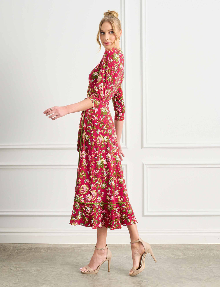 Giselle 'Red Rococo' True Wrap Midi Dress