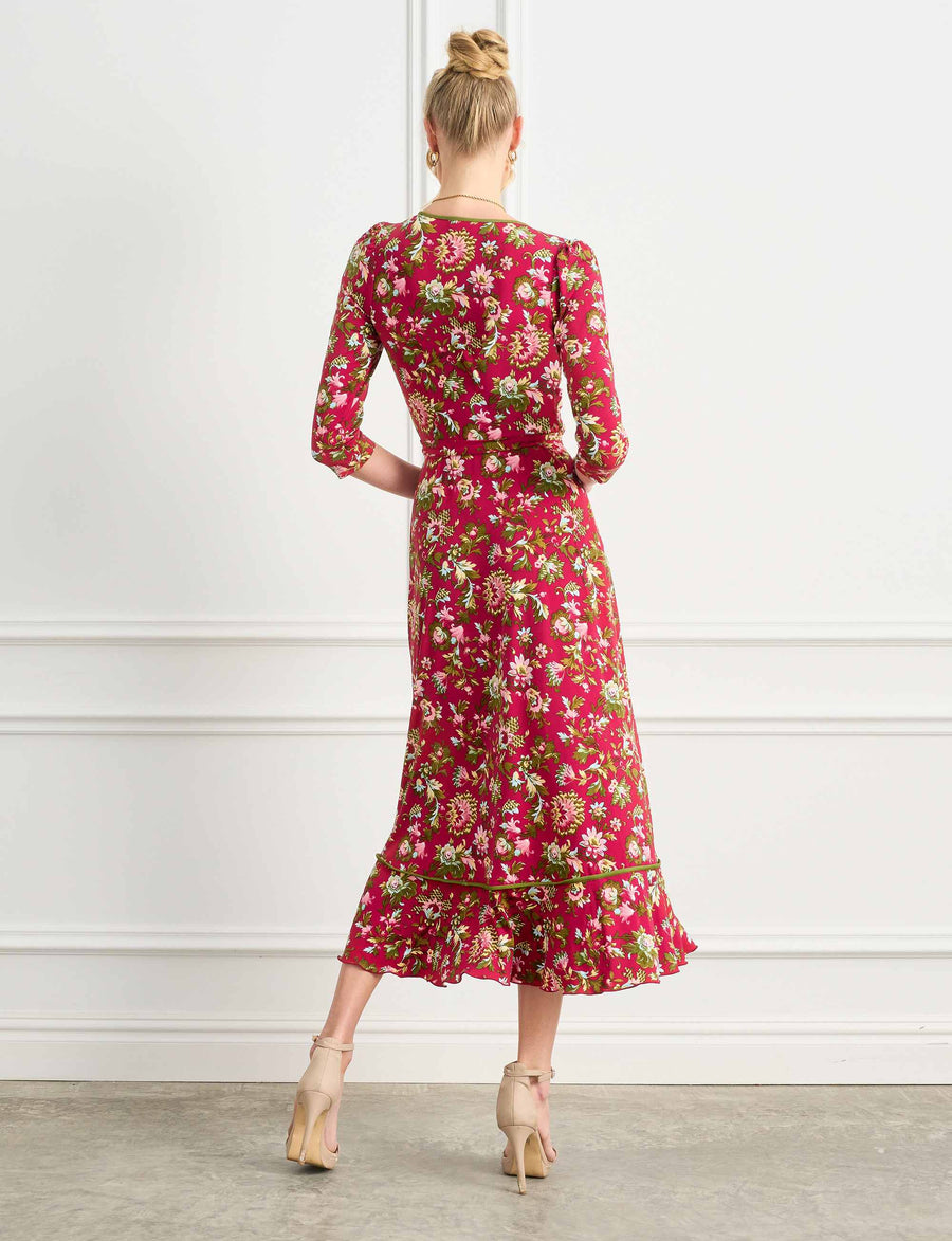 Giselle 'Red Rococo' True Wrap Midi Dress