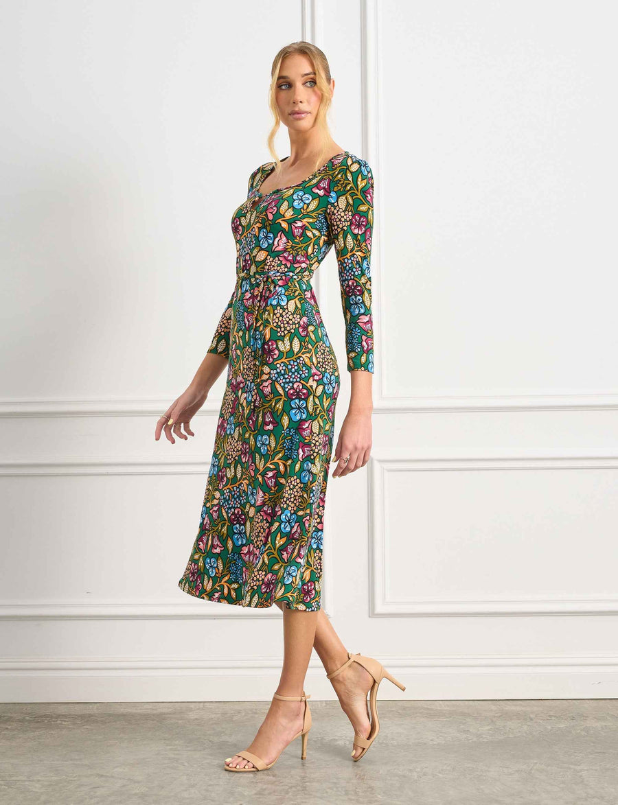 Lois 'Blooming Beauty Green' Sheath Dress with Teardrop Cutout FINAL SALE