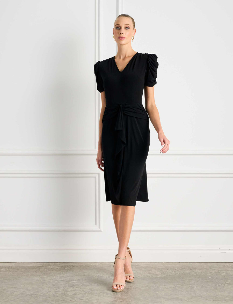 Lara Premium Black Jersey Knee Length Dress