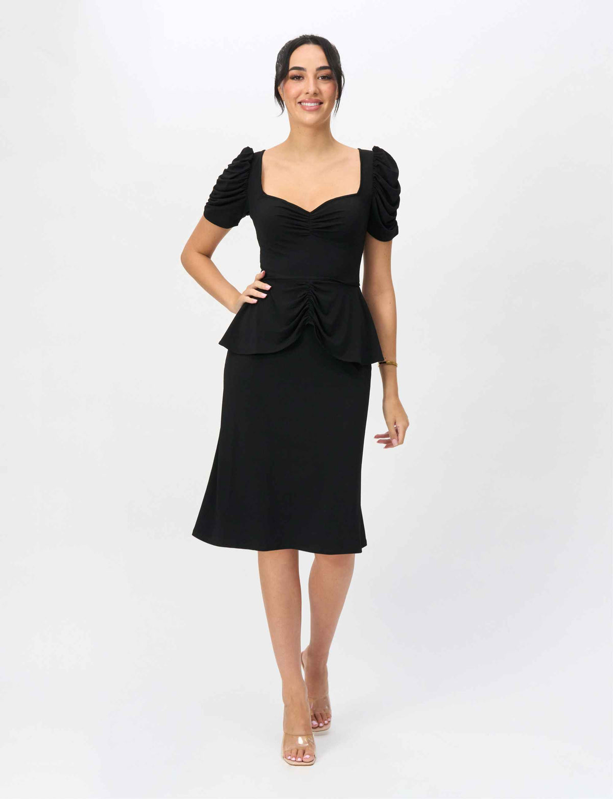 Teri 'LBD' Cocktail Dress with Ruched Sleeves - FINAL SALE