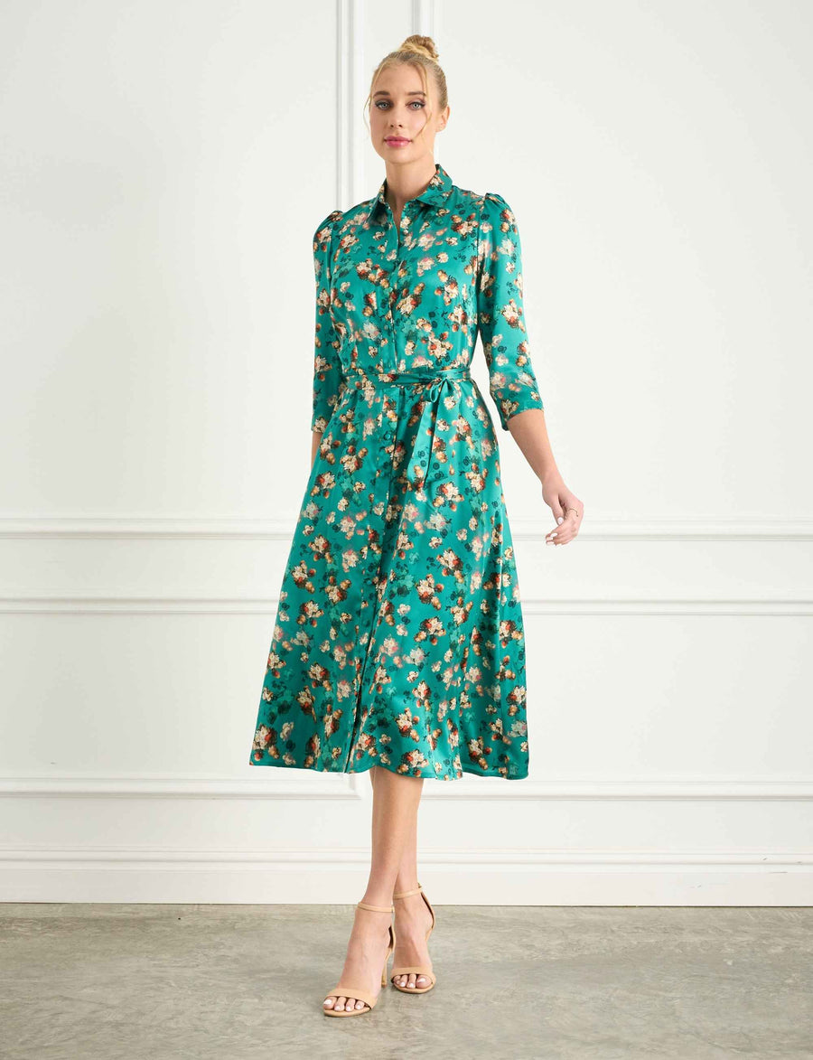 Theyre 'Peony Posey' Limited Edition 100% Silk Shirtdress