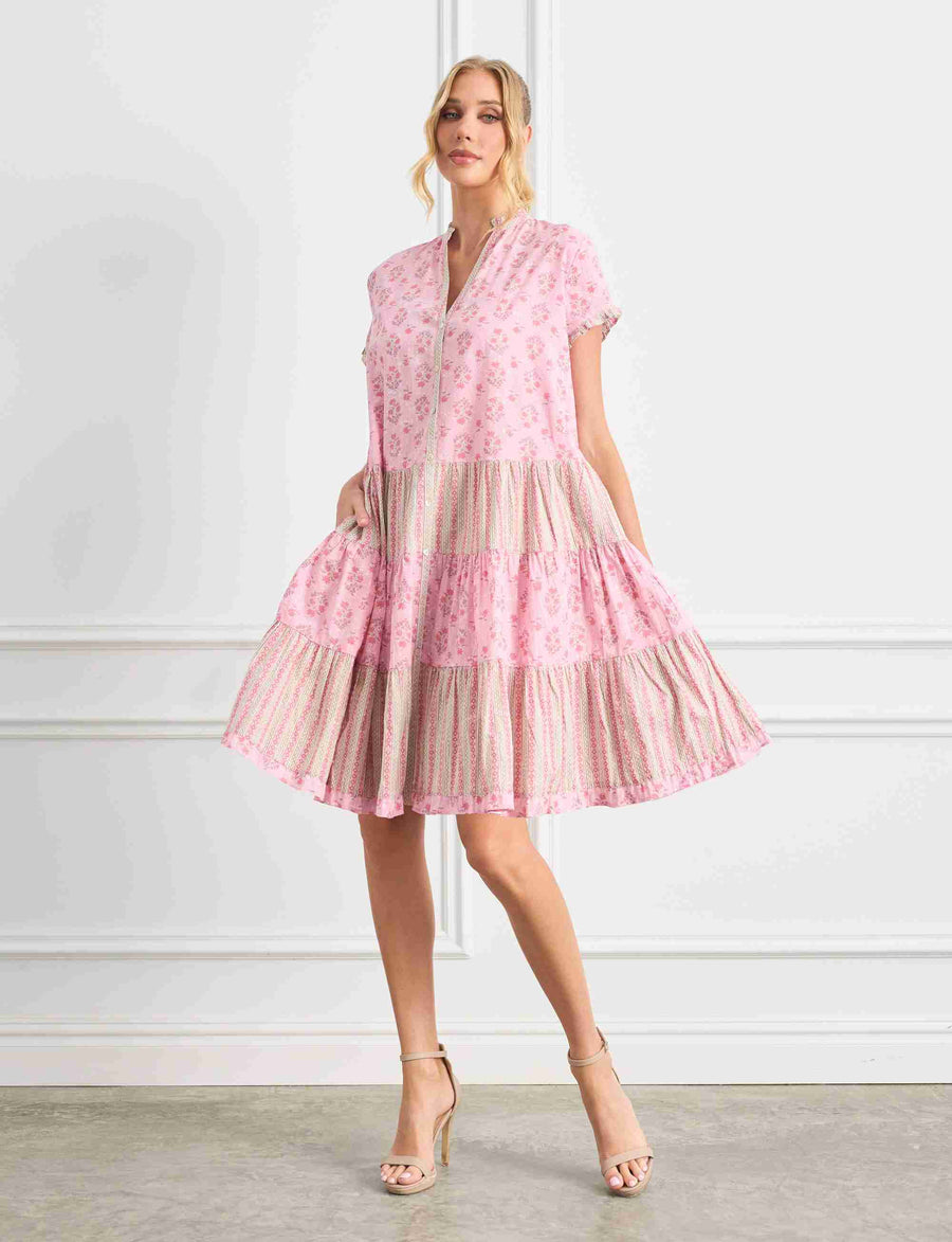 Simone 'Candy' Tiered Shift Shirtdress