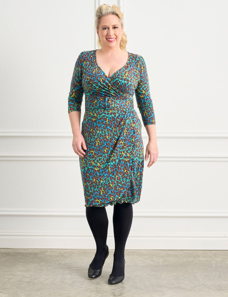 Eleanor "Leopard' Faux Wrap Dress with Belt