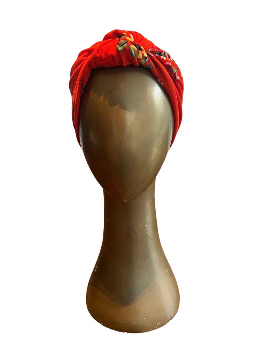 Printed Jersey Turban 'Scarlet Haze' FINAL SALE
