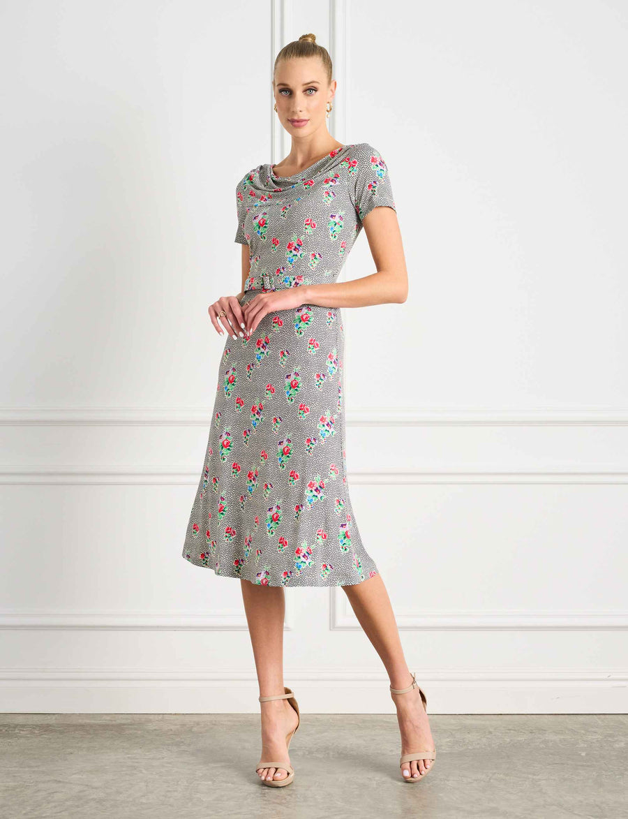 Matilde 'High Tea' Sheath Midi Dress With Belt