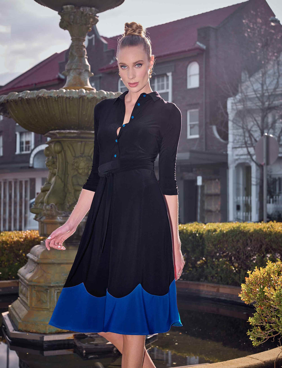 Susanna 'Aqua' Shirtmaker Knee Length Dress