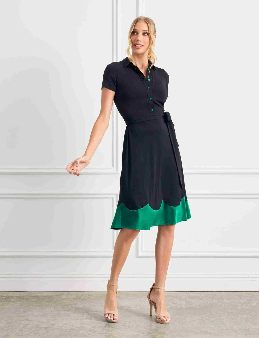 Susanna 'LBD'  Green Shirtmaker Knee Length Dress