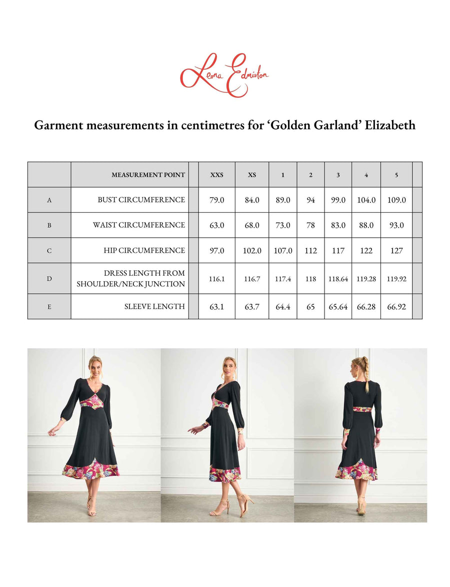 Elizabeth 'Golden Garland' Fit and Flare Midi Dress
