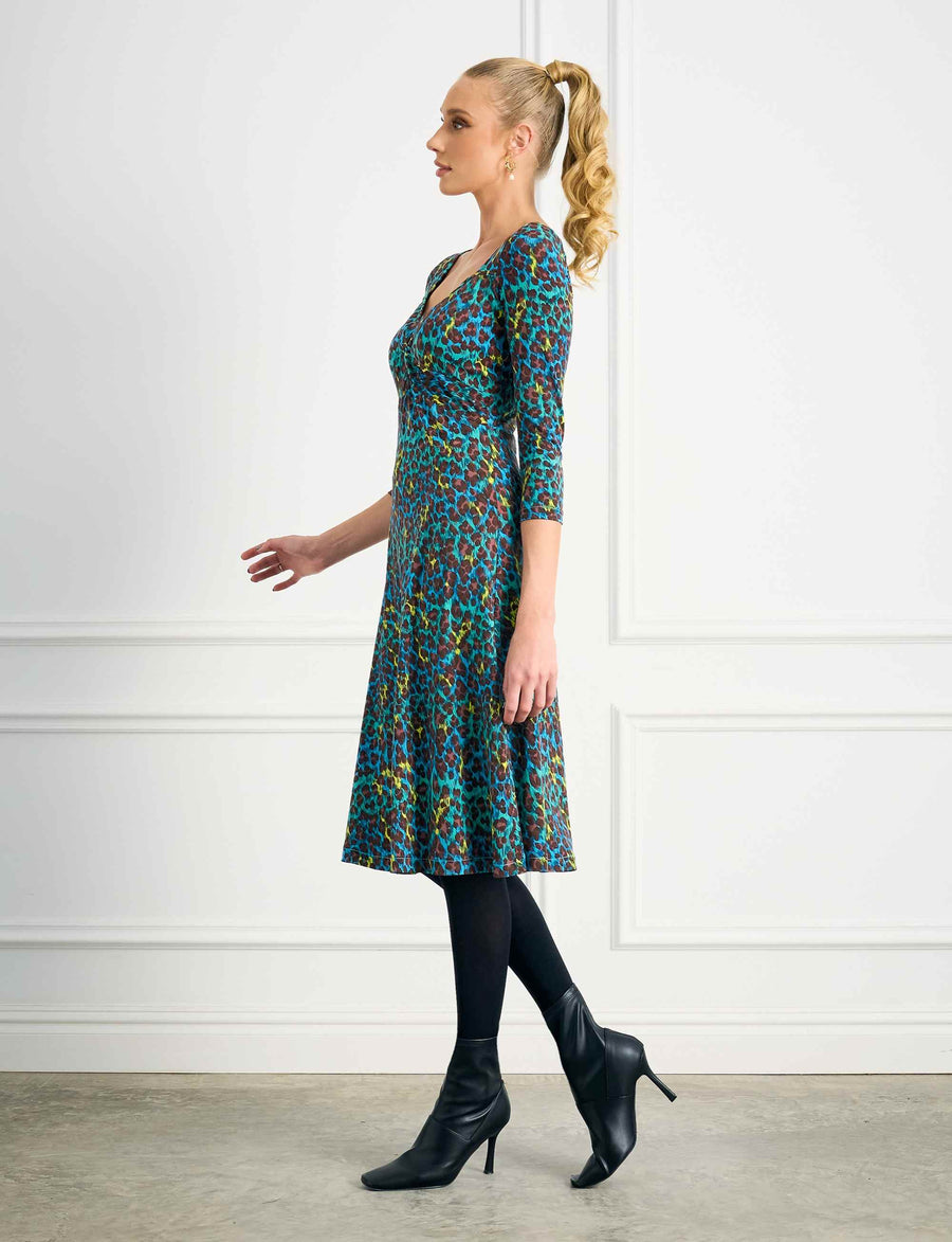Aria "Leopard' Empire Line Midi Dress
