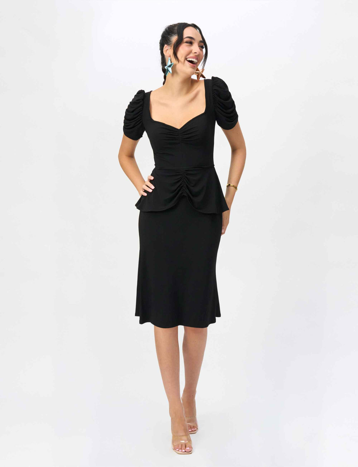 Teri 'LBD' Cocktail Dress with Ruched Sleeves - FINAL SALE